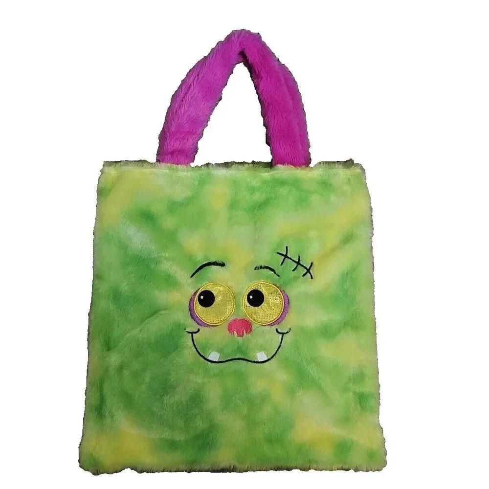 Lot of 4 Faux Fur Silly Face Party Bag Tote Purse Multipurpose Multicolor NWT